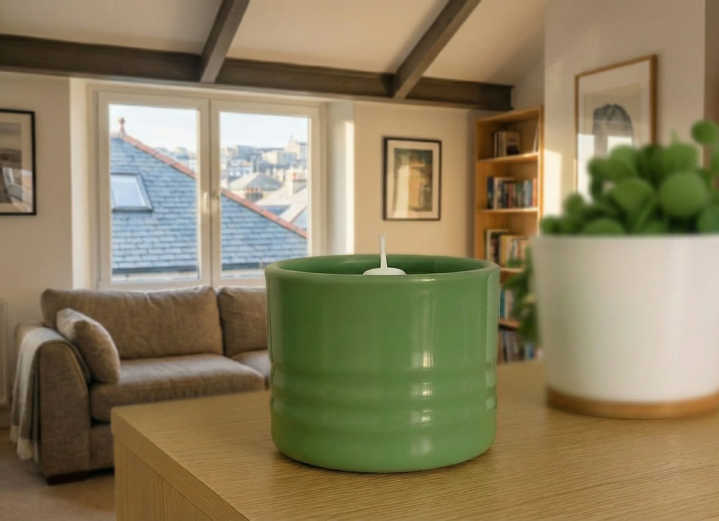 Candela in vasetto di vetro liscio grande